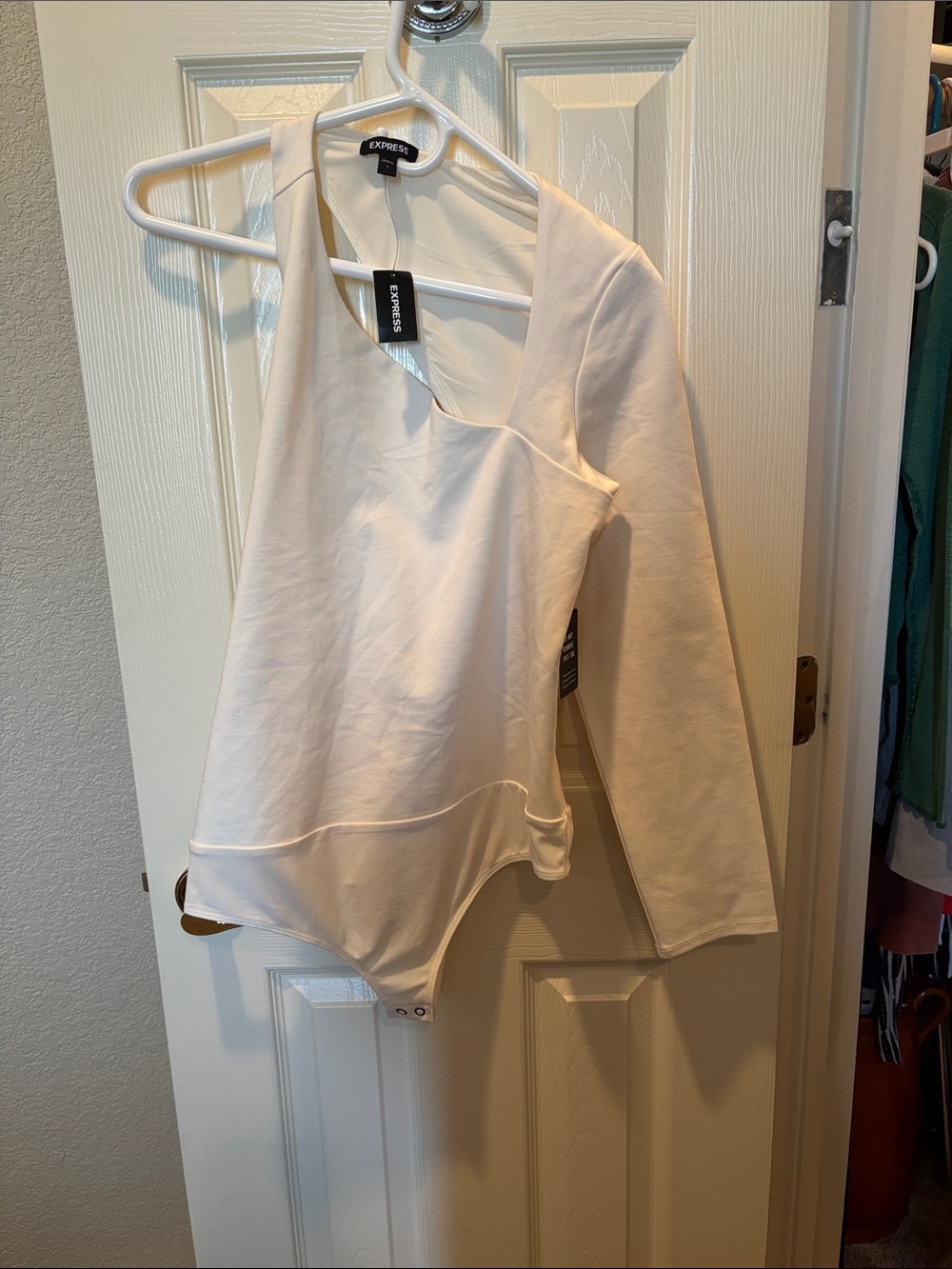 Express Body Contour Asymmetric One-Sleeve Bodysuit NWT - Size Large